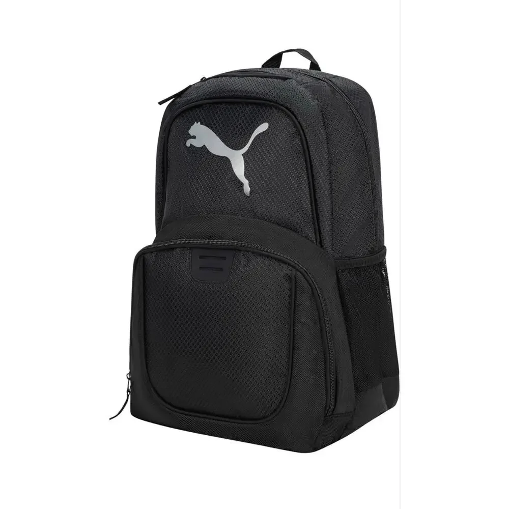 PUMA Evercat Contender Backpack Black Silver Logo Laptop School Gym NWT OS